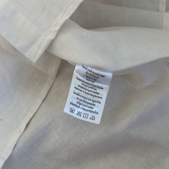 WeWoreWhat Dad Shirt Linen in Off White Size L - Picture 8 of 9